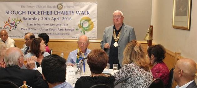 President Terry presents the Slough Together Walk winners prizes